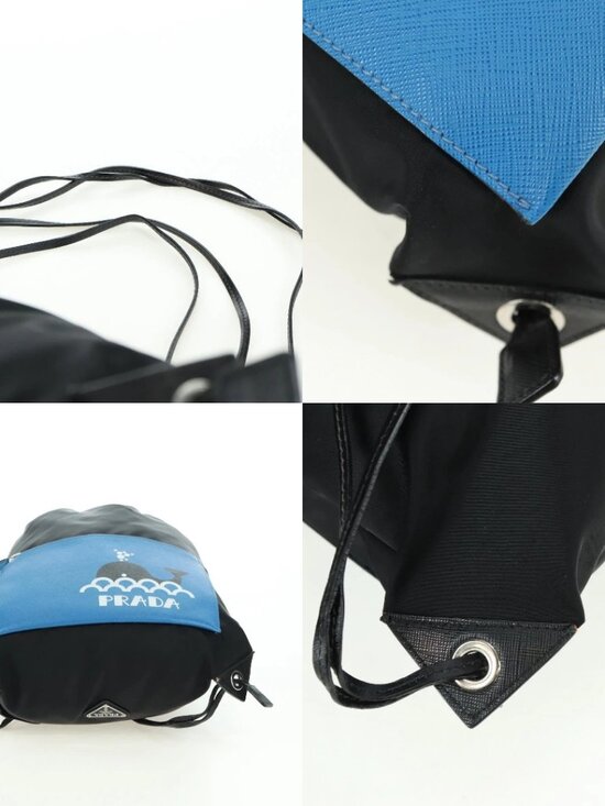 PRADA Backpack Nylon Leather Black Blue Silver Auth 92876 main image 3